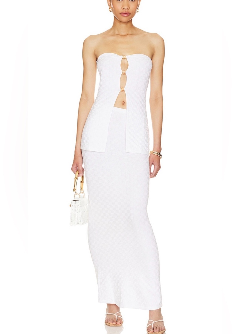 Strapless White Two-Piece Maxi Skirt Runaway The Label